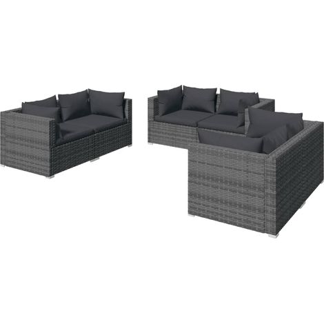 Maison Exclusive - 6-tlg. Garten-Lounge-Set mit Kissen Poly Ratta (1/5)