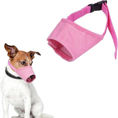 Dog Muzzle for Medium Dogs & Small Dogs, Adjustable Soft Pink Muzzle Pink Dog Mouth Cover to Prevent Barking & Biting (Snout Length 6.5cm)
