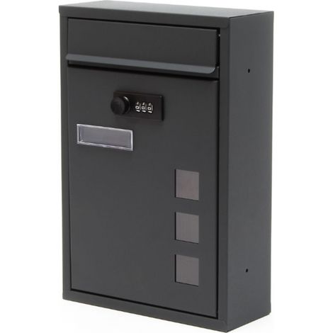 Boite aux lettres murale Serrure à code 21,5x9x32cm Anthracite (1/3)