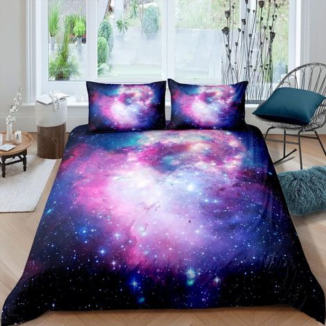 Galaxie Parure de Lit 140x200cm pour Filles Garçons Ciel étoilé Sets de Housse de Couette Cosmos Themed Housse de Couette Décor de Chambre Universe Planet Printed Collection 2 pièces - 140 x 200 cm (1/5)