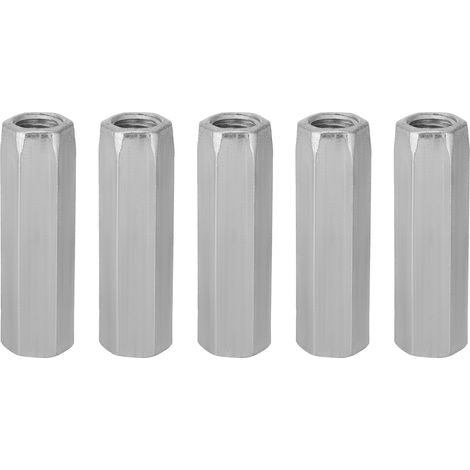 5pcs Zinc Plated Steel M1040/50 Long Hex Nut Hexagonal Thread Nut Threaded Fasteners(M1050)