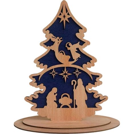 Arbre De Noël En Bois - 22 X 24 5 Cm - Décoration De Table Pour Salon Cheminée Bureau - 1 Pièce (1/5)