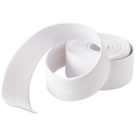 BUNTHAUS Lntyq Joint Silicone Blanc Salle de Bain, Joint Salle de Baignoire, Ruban D'étanchéité, Anti-Moisissure et Imperméable, Ruban Adhésif doux Adapté à la Cuisine, les Toilettes, le Coin,3.2m38mm (1/5)