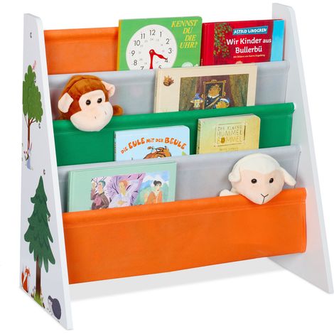 Relaxdays Scaffale per Bambini, Mobile Libreria con 4 Scomparti Porta Giochi e Libri, HLP: 60 x 62,5 x 28 cm, Colorato