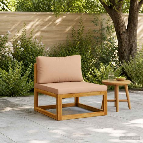 vidaXL Sectional Middle Sofa with Cushions Solid Acacia Wood Natural (1/5)
