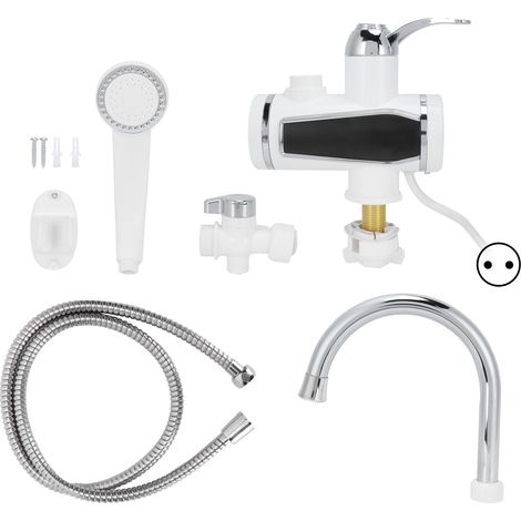 Robinet de chauffe-eau de douche électrique, robinet de chauffe-eau électrique 3000W cuisine robinet de chauffage rapide robinet de salle de bain en acier inoxydable pour salle de bain