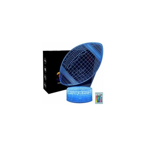 Rugby Night Light, 16 changement de couleur tactile télécommande 3D Football Light, lampe de table décorative, cadeau pour les garçons et les enfants amateurs de sport (1/5)