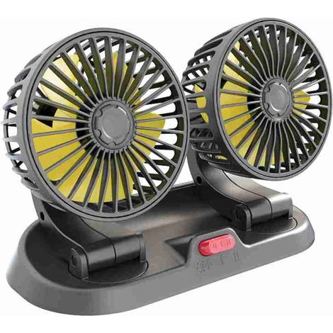 Ventilateur de voiture à double tête réglable avec connecteur allume-cigare, circulateur d'air multifonction pour véhicules 24 V (1/5)