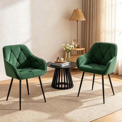 Juego de 2 sillas de comedor de terciopelo verde oscuro 45,5x45x83,5 cm -FLORAGRACE (1/5)