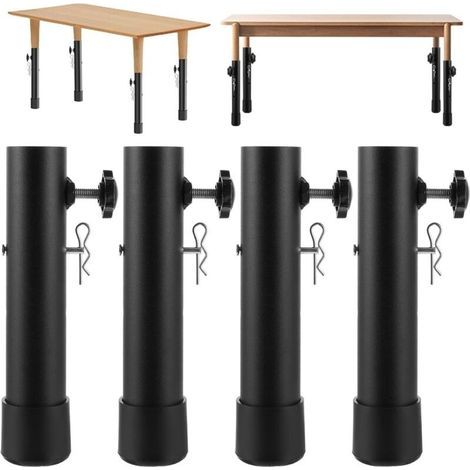 Set di 4 prolunghe pieghevoli per gambe di tavolo, rialzi regolabili per gambe di tavolo, gambe curve, altezza regolabile fino a 20 cm (1/5)