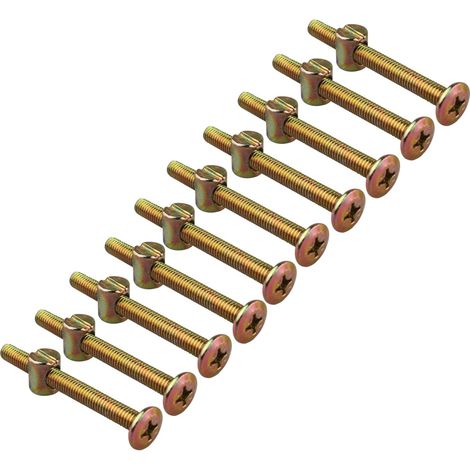 10 pcs Meuble bois Lit pour bébé Berceau Lit Chaise Allen à tête à fente avec écrous à portée sphérique M6 x 60 MM (1/5)