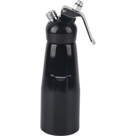 Siphon à crème fouettée en aluminium noir 500 ml avec mousseur intégré