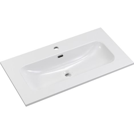 Einbauwaschbecken LARGO 80 cm Keramik weiß glänzend rechteckiges Design