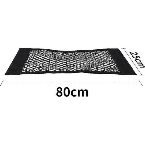Filet de rangement pour coffre de voiture, avec cordon élastique et fermeture auto-agrippante, accessoire universel pour voiture, boîte de rangement intérieure (80 x 25 cm)