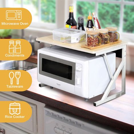 Support de Four à Micro-Ondes - couleur bois-Etagère Rangement Organisateur Cuisine 543534.5cm (1/5)