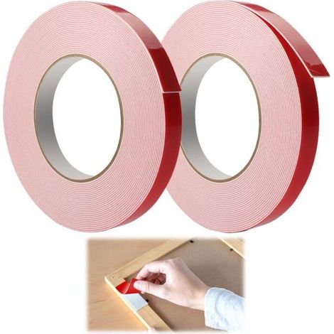 2 pezzi di nastro biadesivo potente e impermeabile, nastro adesivo extra forte resistente alle alte temperature, 10 m, 15 mm, nastro adesivo biadesivo per strisce LED