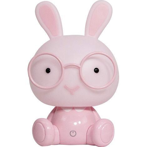 Lampe de chevet à LED en forme de lapin rose avec lunettes et capteur tactile, pour enfants, veilleuse de table mignon, protection des yeux (1/5)
