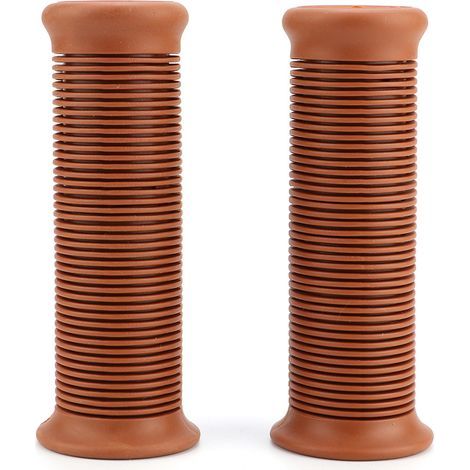 Universal Vintage Motorcycle Handlebar Grips, 22mm, 2 Pieces, Throttle Grip Bar Ends (Yellow Brown) (1/5)