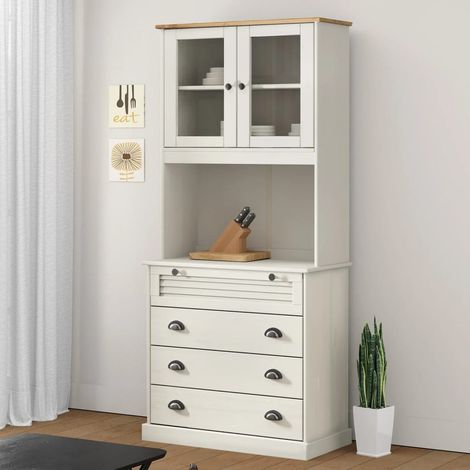 Buffet avec tiroirs - vidaXL Buffet haut VIGO blanc 80x40x176 cm bois massif de pin - Buffet en verre (1/5)