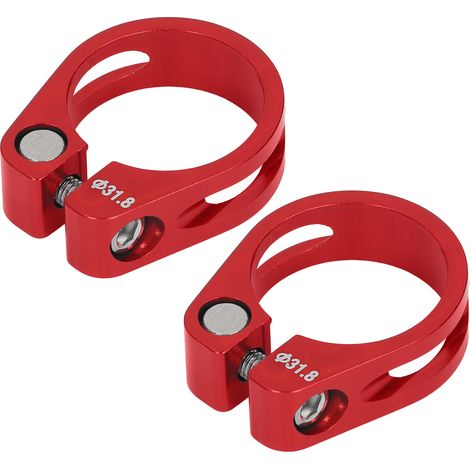 Lot de deux colliers de serrage rapides en aluminium pour tige de selle de vélo, adaptés aux accessoires de vélo, rouges. (1/5)