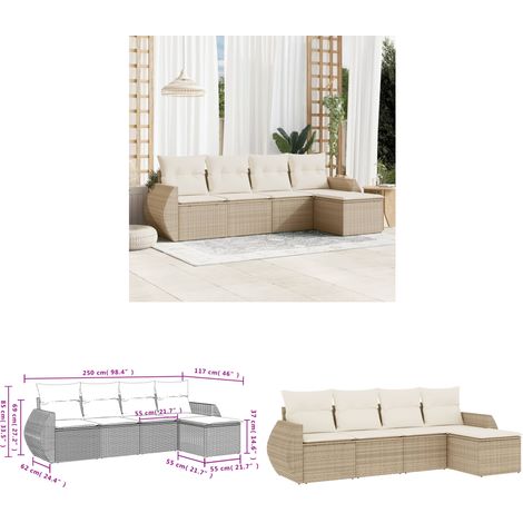 5-tlg. Garten-Sofagarnitur mit Kissen Beige Poly Rattan - Gartenmöbel Set - PE-Rattan Möbel - Outdoor Lounge - Garten Sofa - Esstisch Set - Home & Living (1/3)