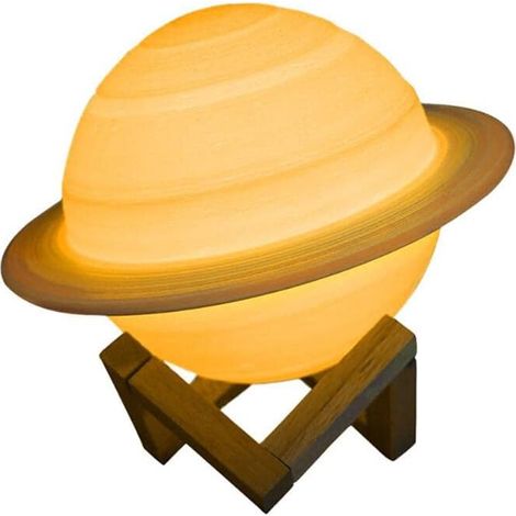 Lámpara De Saturno MINKUROW Con Luces De Control Remoto, Patrón De Planeta, Regalo Recargable Por Usb, Idea Para Bebés, Niñas, Niños, Cumpleaños, 15cm (1/5)