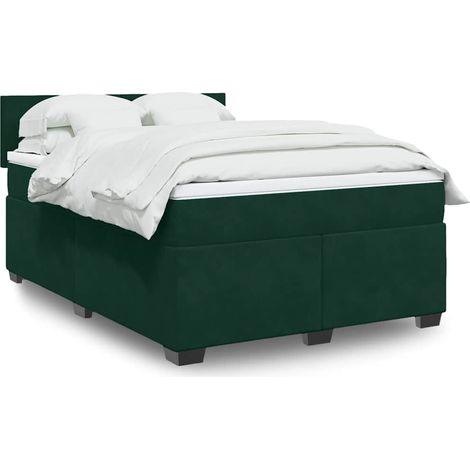 Boxspringbett mit Matratze Dunkelgrün 160x200 cm Samt