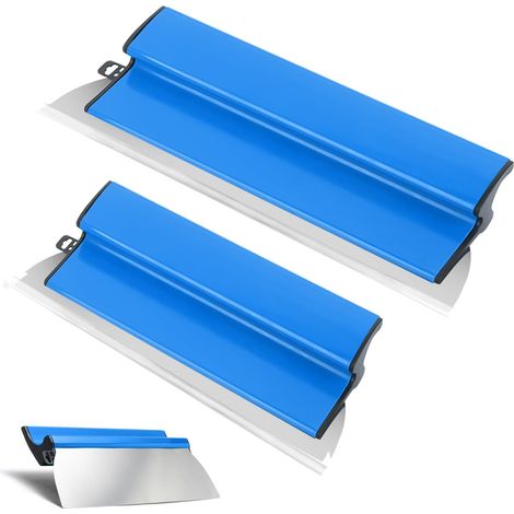 Truelle en Acier Inoxydable, Jeu de truelles en 2 pièces, Outils pour Murs, truelle de Finition pour cloisons sèches, spatule de lissage, Lames de lissage Flexibles pour Le plâtrage des Murs,25-40 cm (1/5)