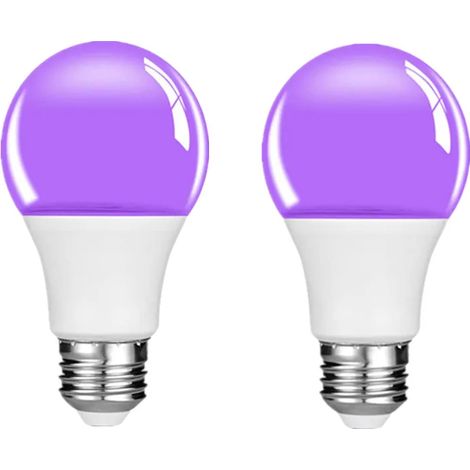 Lampes de croissance pour plantes (Lot de 2 ampoules blanches, 85-265 V CA, 12 W) Ampoule UV violette 12 W E27 à lumière noire phosphorescente - Décoration lumineuse pour fêtes et bars (1/5)