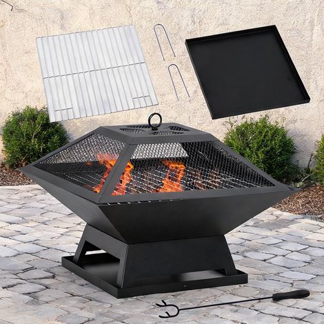 Brasero negro en acero 45 x 45 x 34 cm (1/5)
