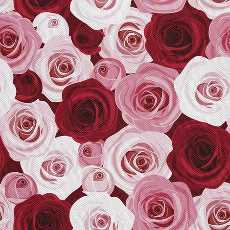 Tissus décoratifs d'extérieur Oxford - motif roses rouges et roses (1/5)