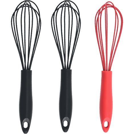 Fouet En Silicone - Acier Inoxydable Résistant À La Chaleur - Pour Cuisine Et Pâtisserie - Lot De 3 (1/5)