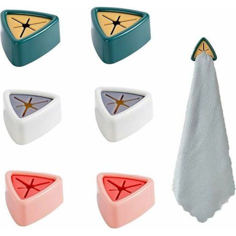 Porte-Torchon Adhésif - Sans Perçage - Pour Cuisine et Salle de Bain - 6 Pièces - 3 Couleurs (1/4)