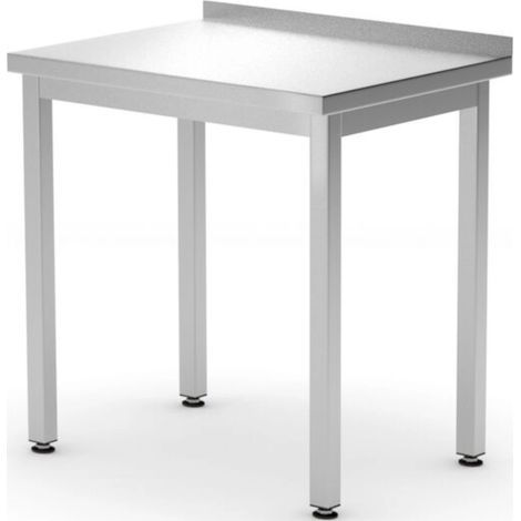 Mesa de trabajo de pared con borde Budget Line ACERO 600 x 600 x 850 mm - Hendi 817186