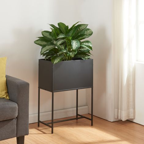 Mesa de cultivo Porsgrunn metal 70x50x30cm - Negro [en.casa]