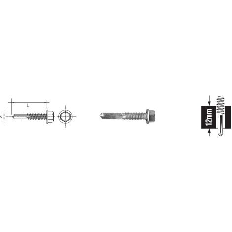 TORNILLO AUTOPERFORANTE CABEZA HEXAGONAL 5,538MM 12MM - 5 STO - 532 5,538 (1/2)