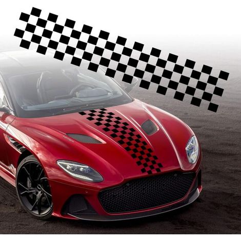 1 pezzo 126 cm Striscia adesiva per cofano auto da corsa Striscia laterale decalcomania per minigonna tetto cofano paraurti adesivo in vinile decorazione per cofano auto (nero) (1/5)