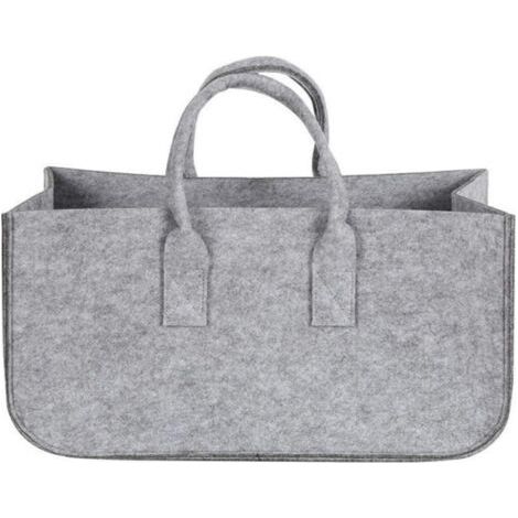 Panier à bûches pliable en feutre pour cheminée, sac de transport pour bois de cheminée, panier de rangement (gris) (1/4)