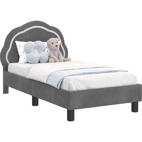 Toddler Bed Frame with Headboard Dark Grey 70 x 140 cm Velvet vidaXL