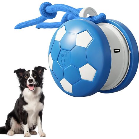 Balle Interactive pour Chien, Balle Électrique Intelligente à Roulement Automatique, Se Redressant Automatiquement, Idéale pour Les Chiots Et Les Chiens de Petite et Moyenne Taille, Bleu (1/5)