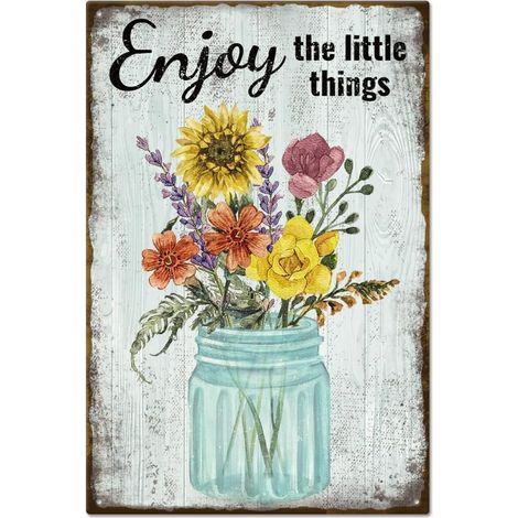 Plaque en métal vintage avec motif floral et mot amusant pour garagiste - 20,3 x 30,5 cm - Décoration murale pour maison, cuisine, bar, club (1/5)