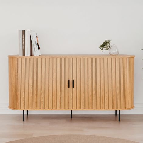 Buffet KAJSA - Chene & Noir - 2 portes - 160 x 40 x 80 cm (1/3)