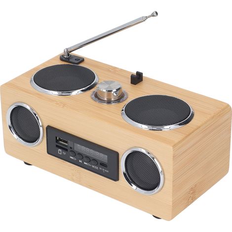 Enceinte Bluetooth rétro stéréo sans fil Bluetooth 5.0 avec radio AM/FM, petite enceinte Bluetooth vintage idéale pour les fêtes, les voyages et le bureau. (1/5)