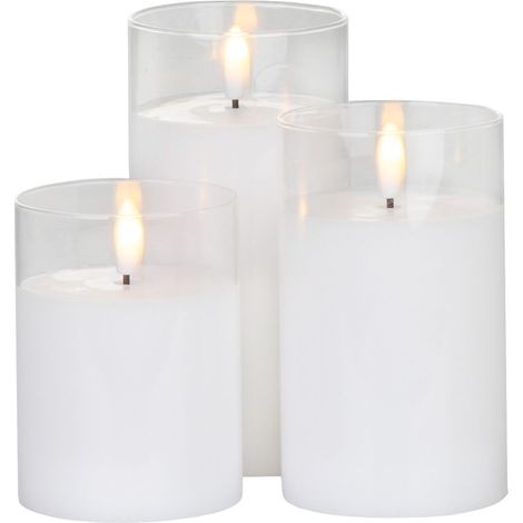 Weihnachtskerze MagicHome, Wachs, 1xLED warmweiß, bewegliche Flamme, 7.5x10/12.5/15 cm, 3xAAA (1/3)