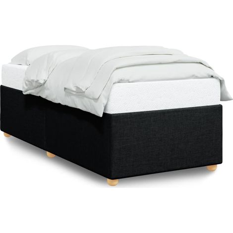 Lit simple Lit adulte Cadre de lit sans matelas noir 90x190 cm tissu (1/5)