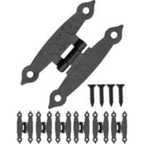 Lot de 6 charnières métalliques en métal patiné Pour armoires, portes de placard, coffres, caisses Style de maison de campagne rétro 65 x 34 mm (1/5)