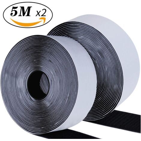Rubans Adhésifs 5 Mètre 50 mm, Bande Agrippantes Adhésives, Bande Adhésives (50 mm x 5 m, Noir) (1/4)