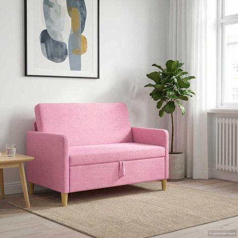 Canapé 2 places avec rangement en polyester rose, 122 x 78 x 87 cm - PANGIVO (1/5)