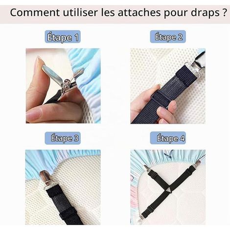 Triangle Tendeur Drap Housse Lit Drap,Tendeurs de Maintien,Convient Lits et Matelas,Noir (1/3)