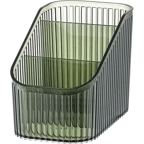 Rangement maquillage acrylique 3 compartiments, vert S, pour pinceaux, cosmétiques et rouges à lèvres. (1/5)